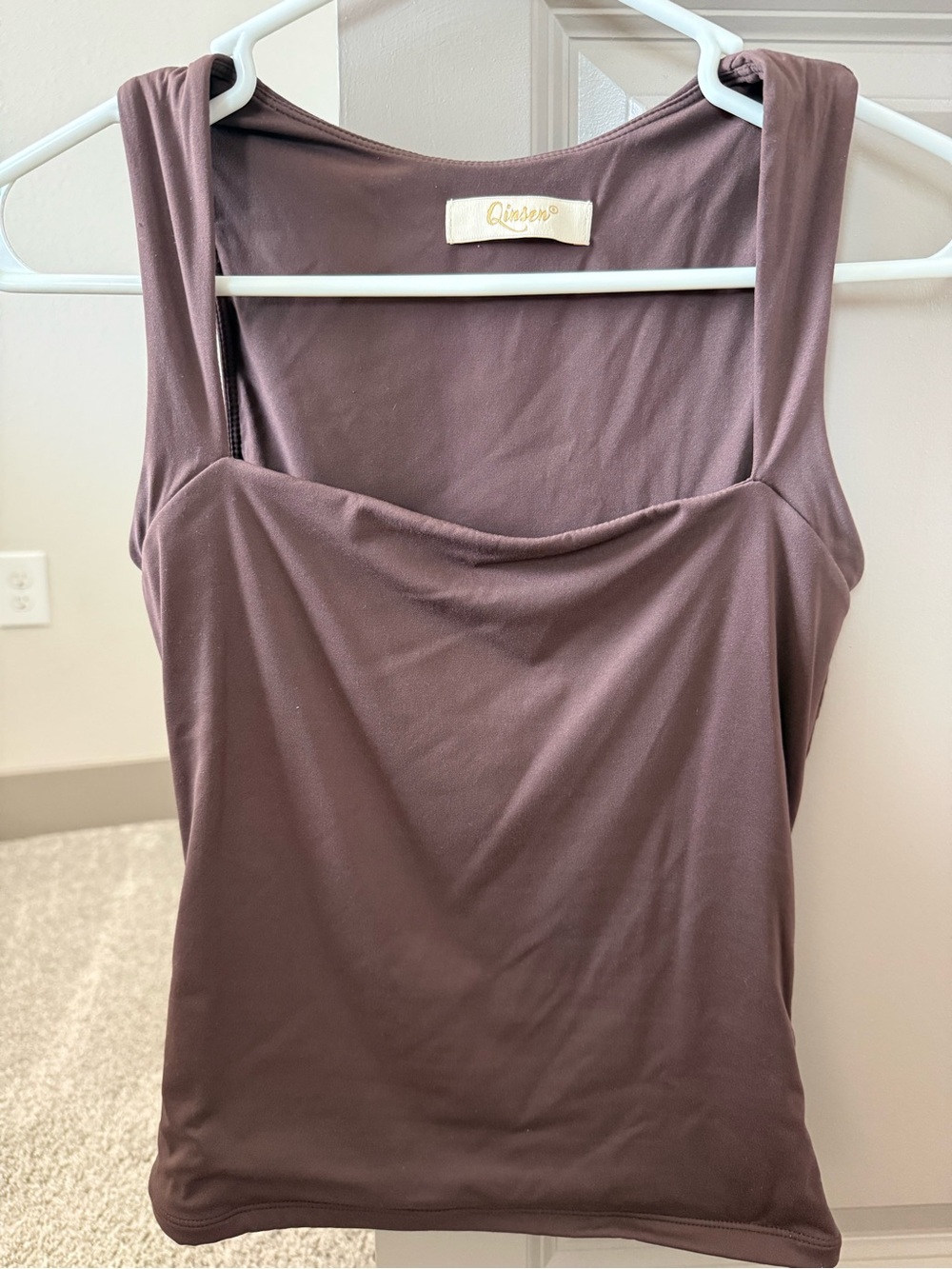 Square-Neck Tank Top - Brown